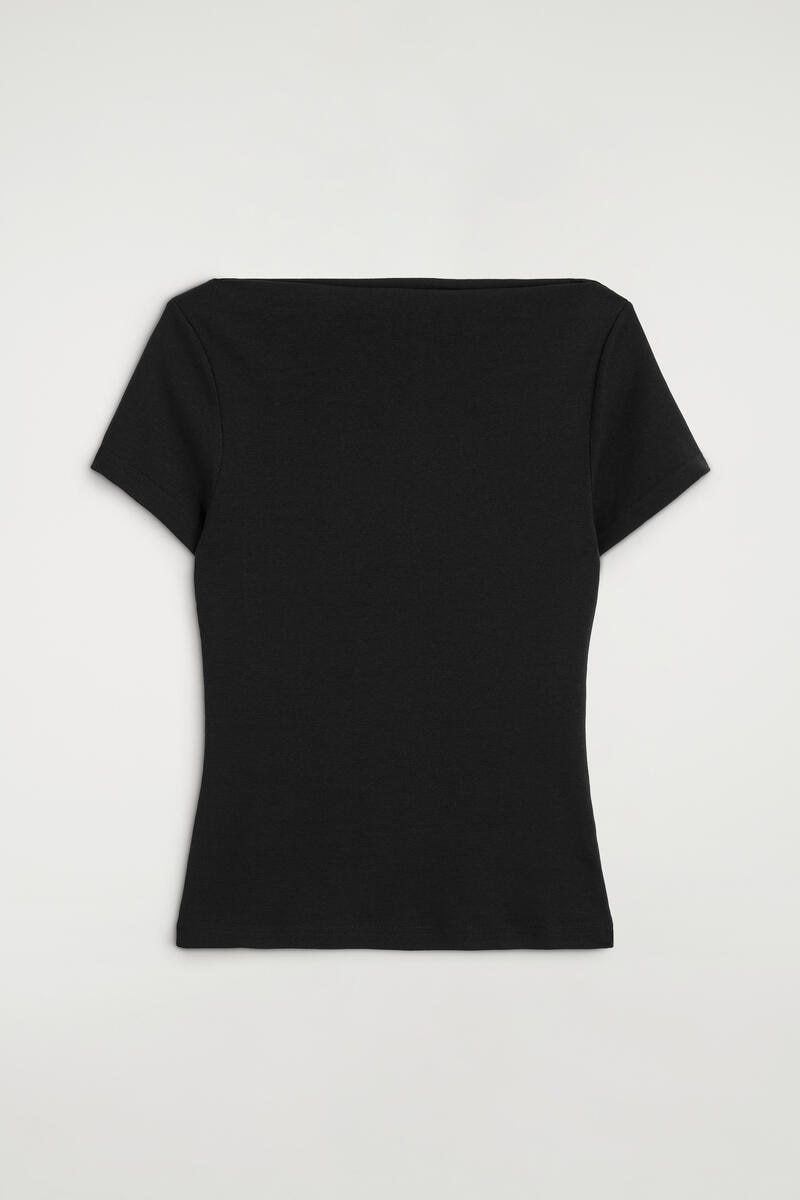 COS スリム ボートネック コットン Tシャツ