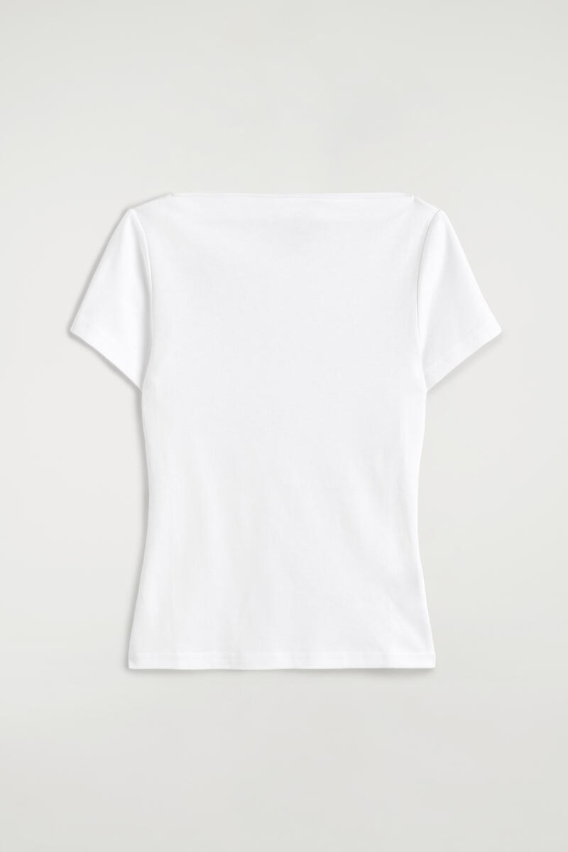 COS スリム ボートネック コットン Tシャツ