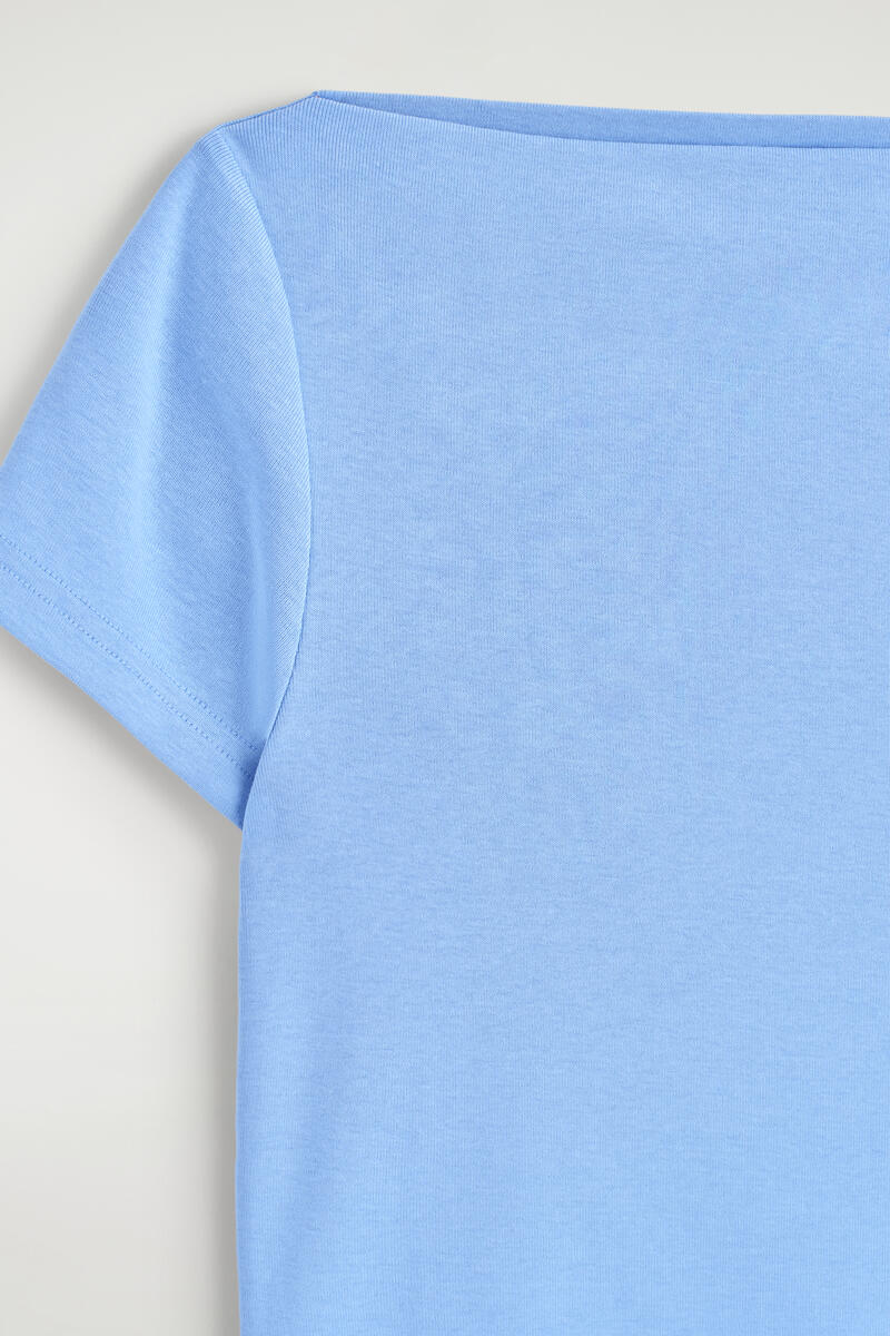 COS スリム ボートネック コットン Tシャツ