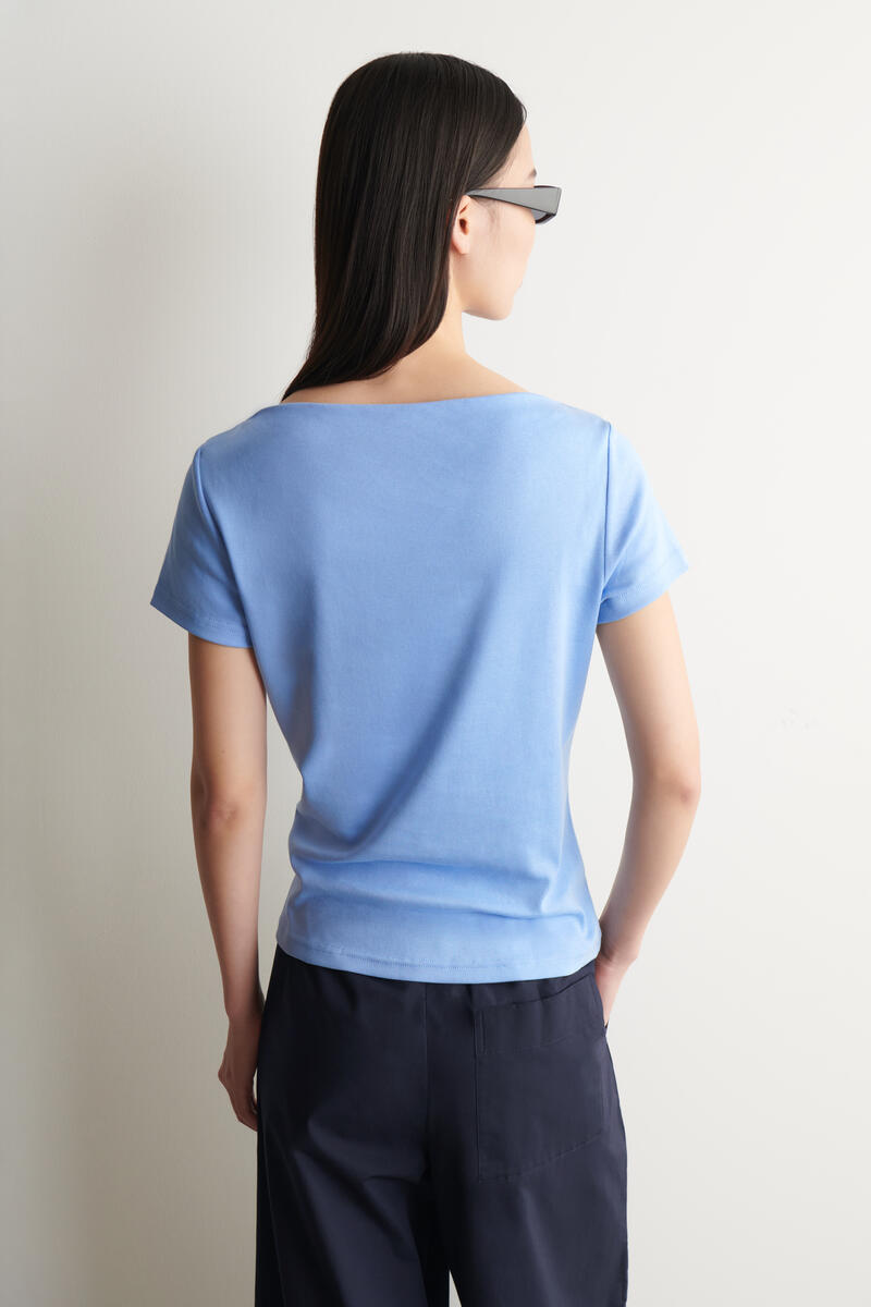COS スリム ボートネック コットン Tシャツ