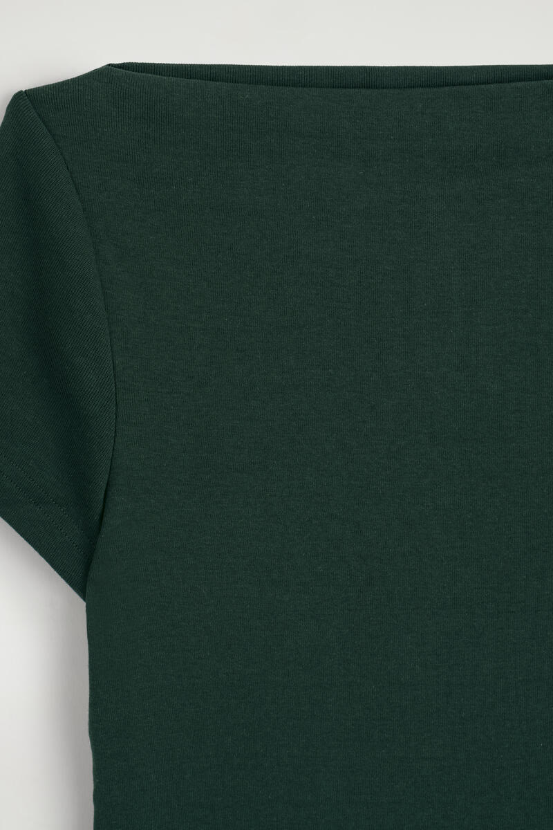 COS スリム ボートネック コットン Tシャツ