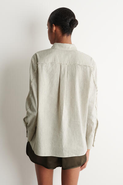 COS フリンジチェック リネンコットンシャツ
