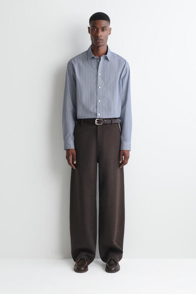 DOUBLE-FACED WOOL RELAXED-FIT WIDE-LEG TROUSERS