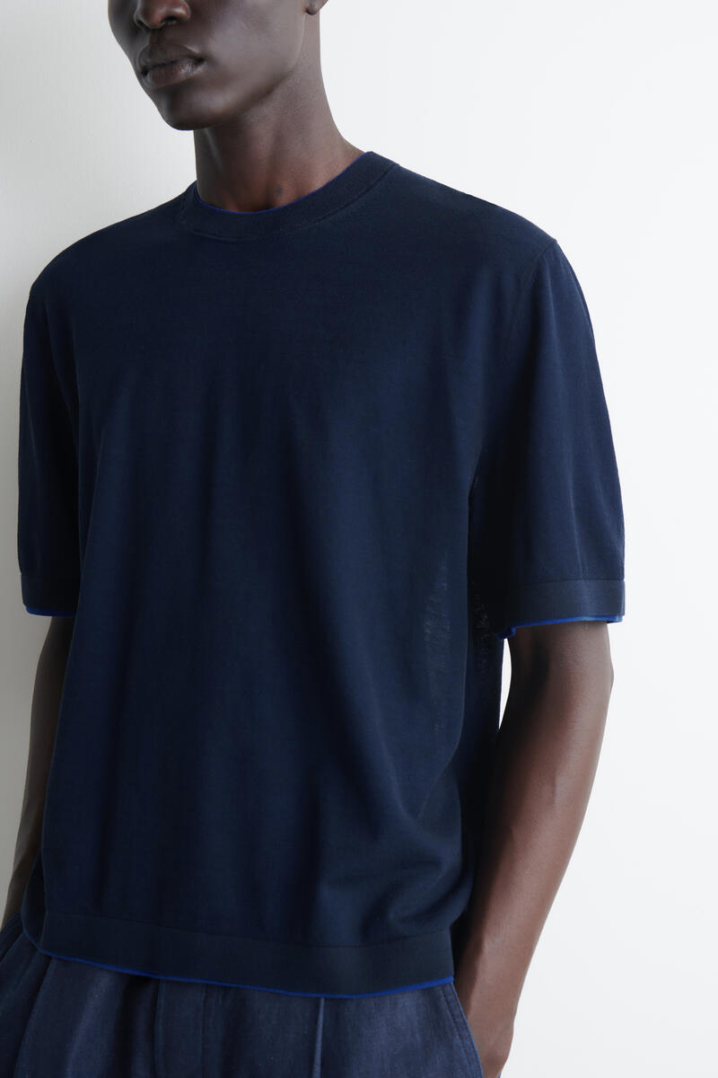 COS レイヤードニットコットンTシャツ