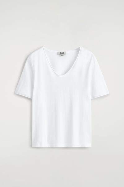 COS UネックライトウェイトコットンTシャツ