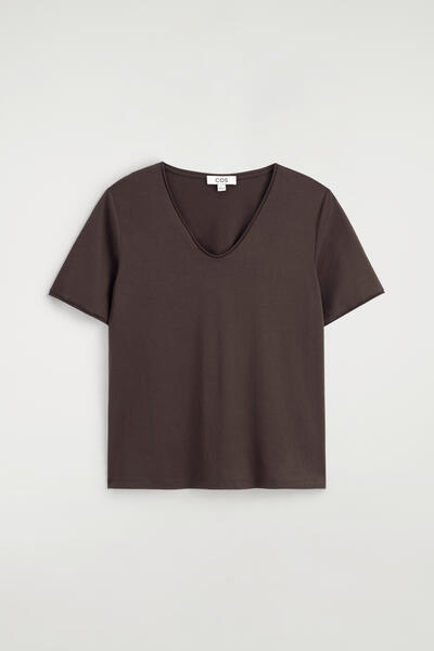 COS UネックライトウェイトコットンTシャツ