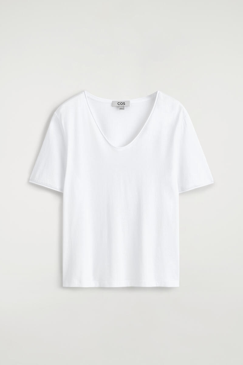COS UネックライトウェイトコットンTシャツ