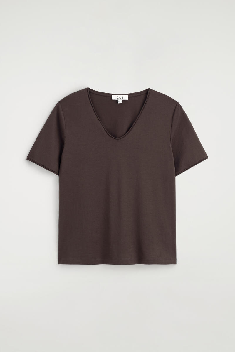 COS UネックライトウェイトコットンTシャツ