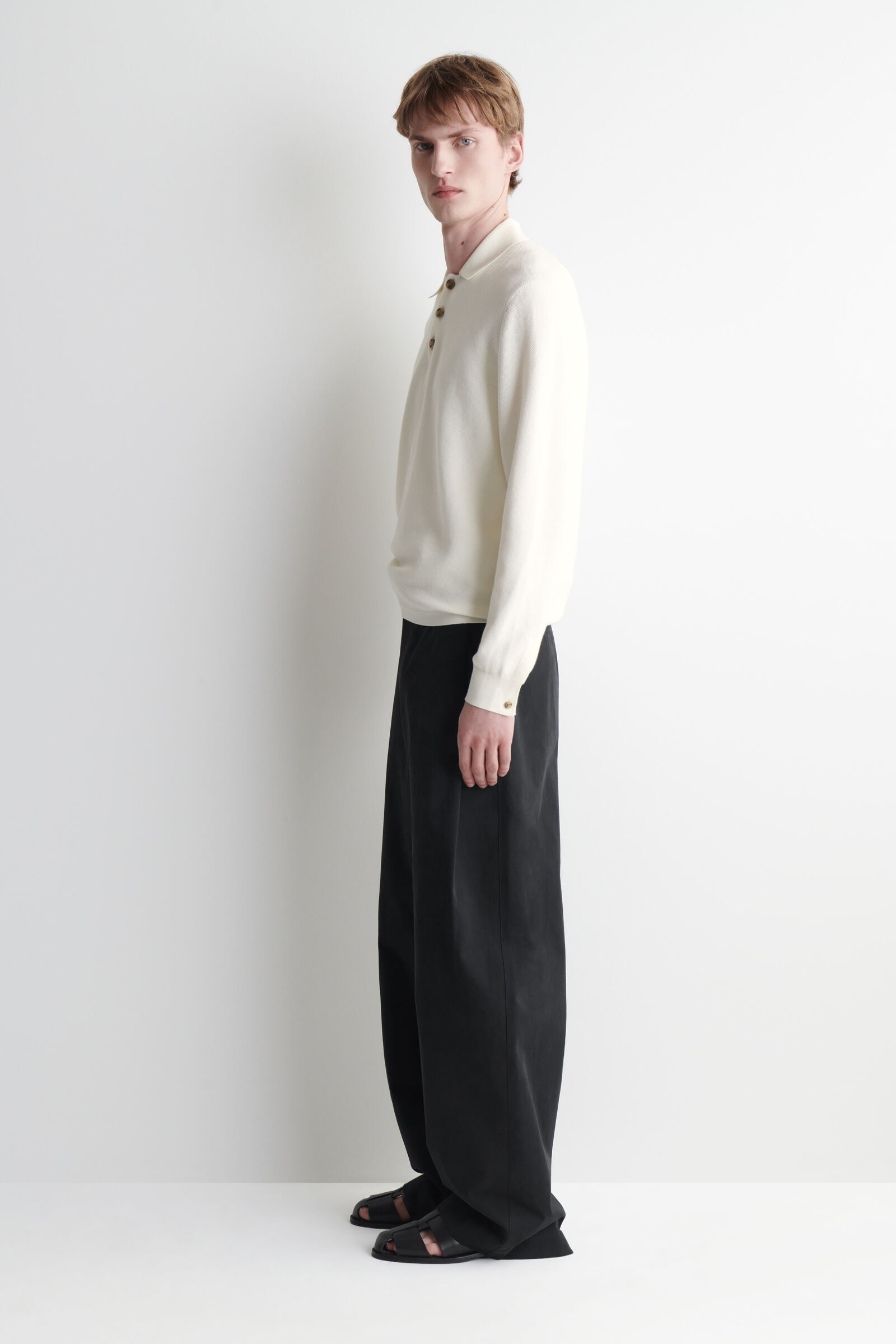 HONEYCOMB-KNIT POLO SHIRT ハニカムニットポロシャツ オフホワイト