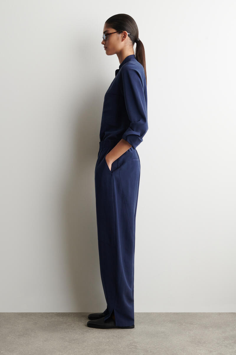 COS パネルド ゴムウエスト バレルレッグパンツ