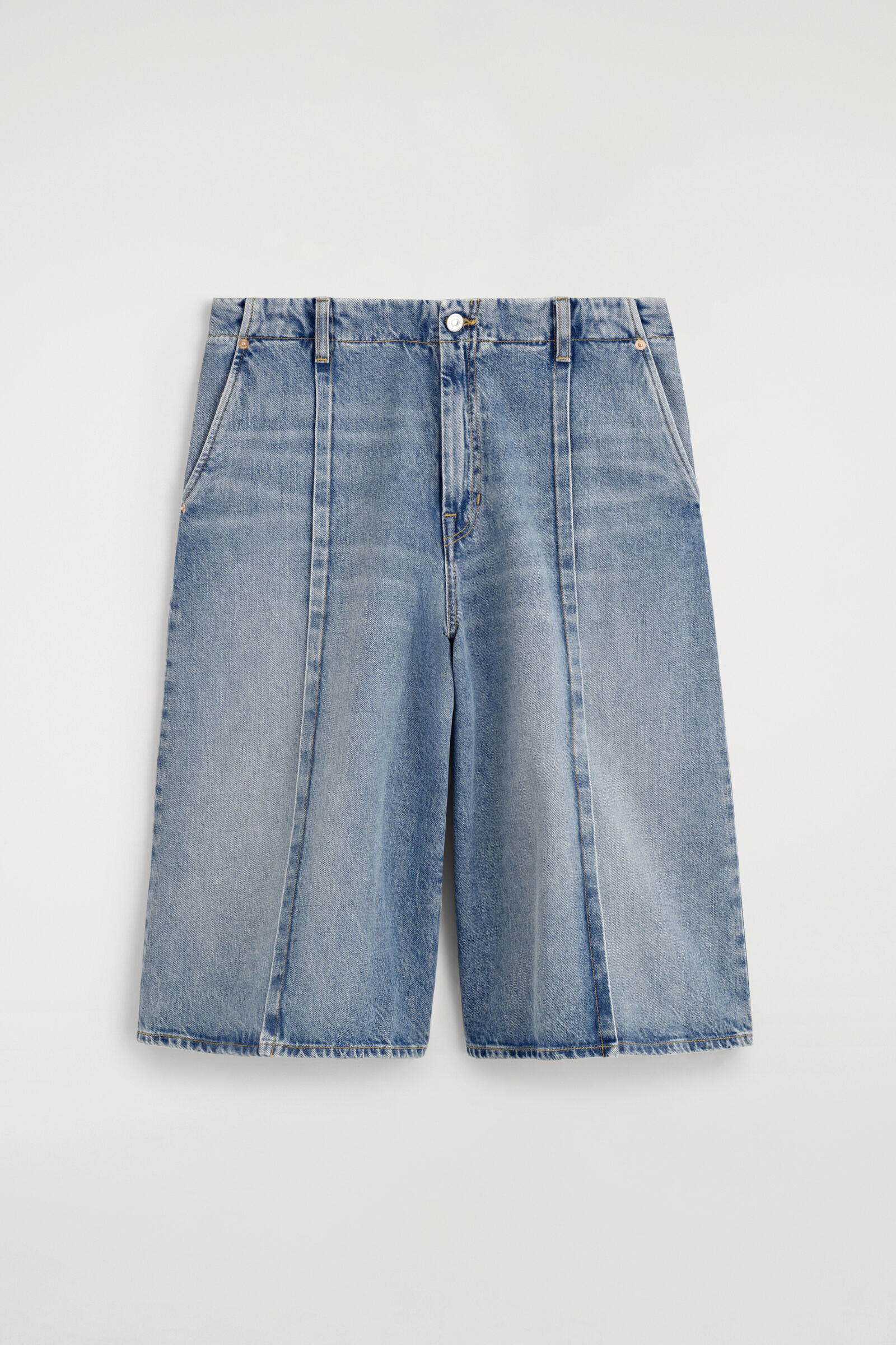 PINTUCKED DENIM CULOTTES ピンタックデニムキュロット ブルー｜COS