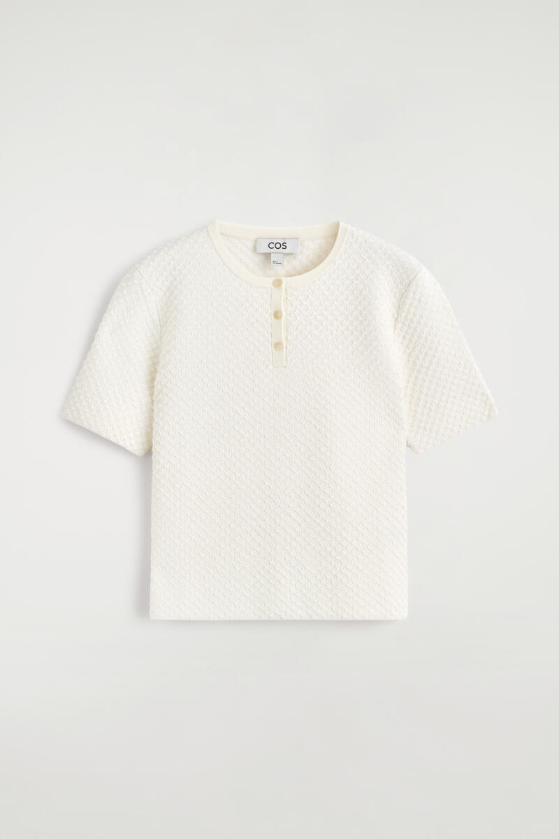 COS ジャカードニット ヘンリーネックTシャツ