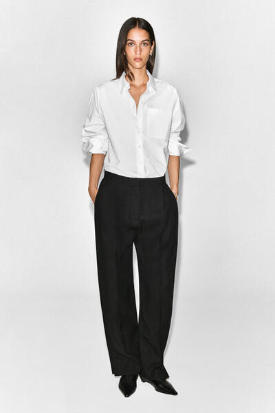 PLEATED-PANEL STRAIGHT-LEG TROUSERS