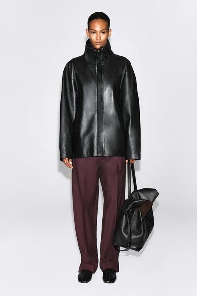 PLEATED-PANEL STRAIGHT-LEG TROUSERS