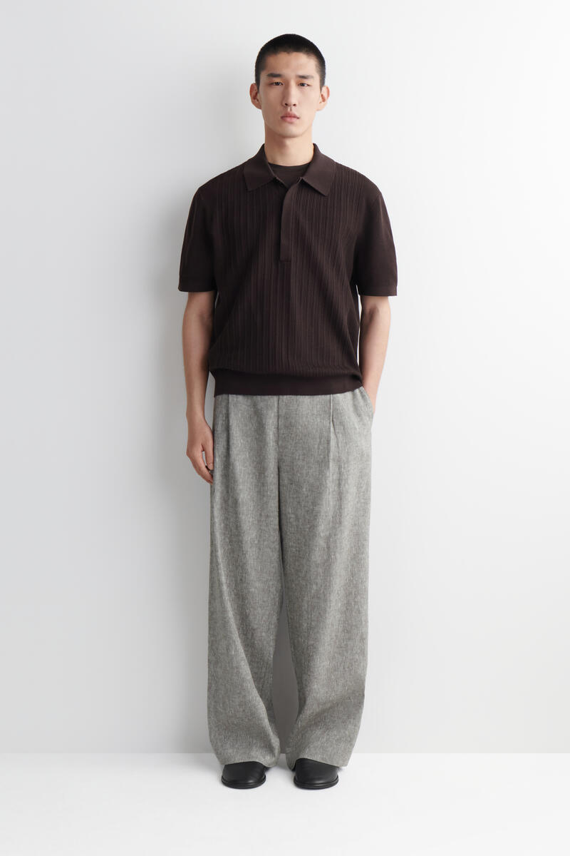 COS リネンリラックスフィット ワイドレッグパンツ