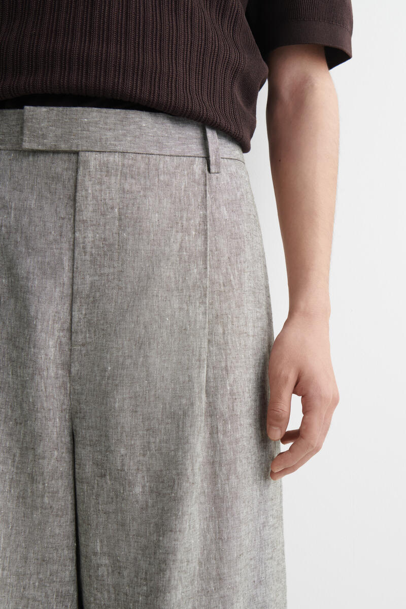 COS リネンリラックスフィット ワイドレッグパンツ