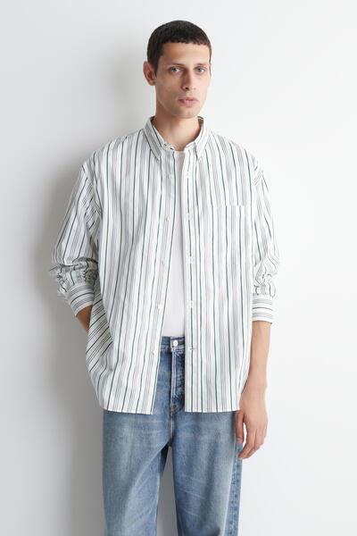 OVERSIZED STRIPED COTTON-POPLIN SHIRT