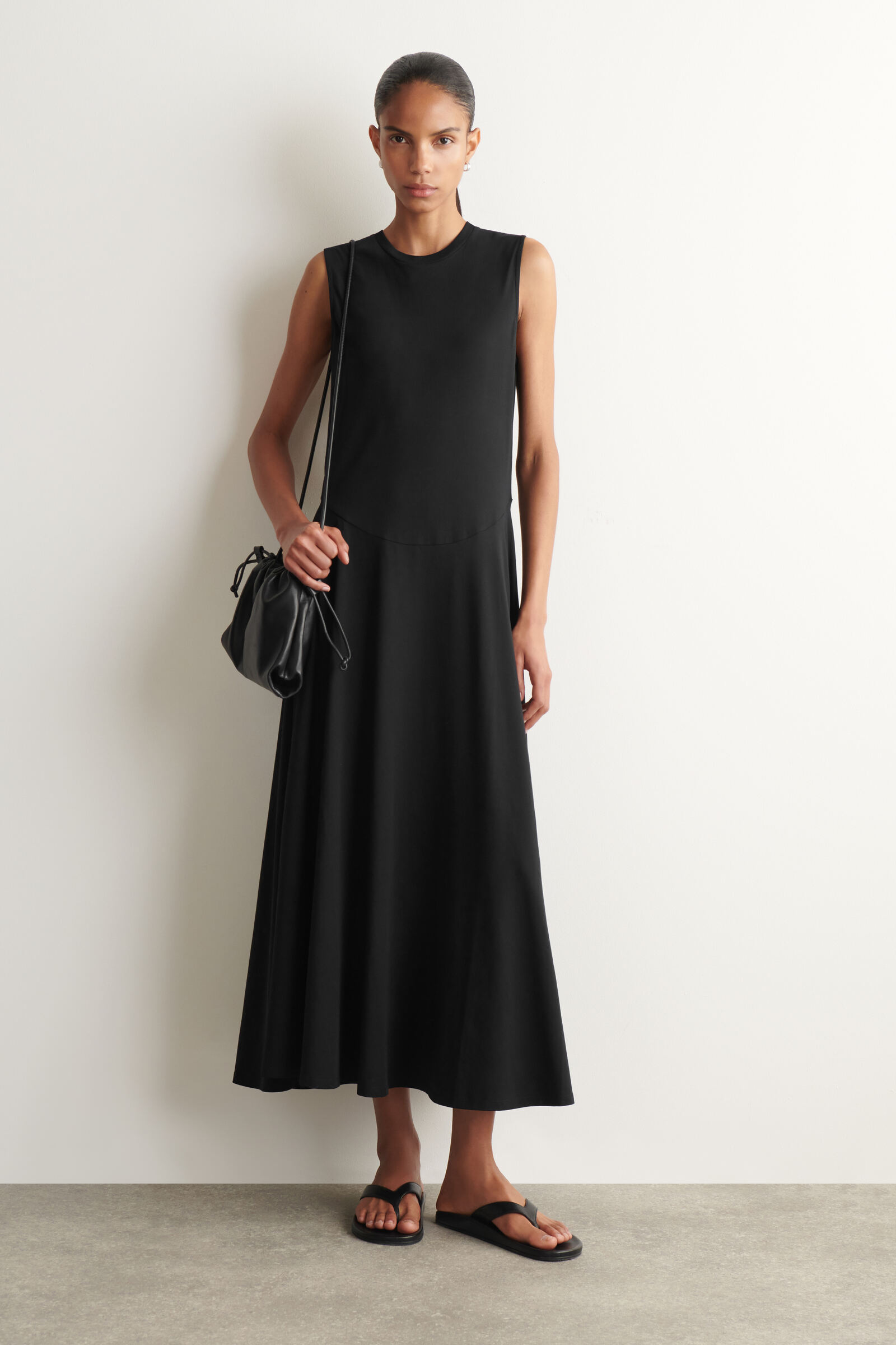 SCULPTURAL COTTON-JERSEY MIDI DRESS 立体的コットンジャージー