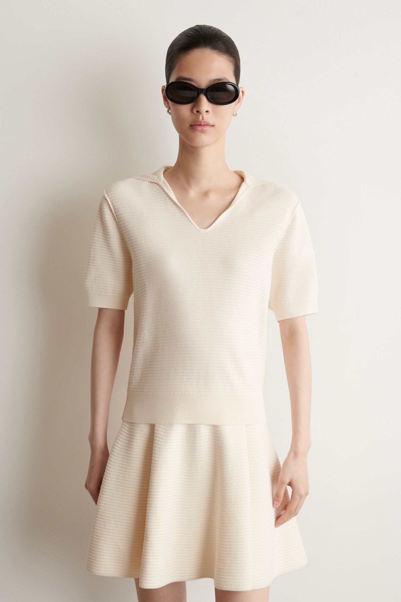 SAILOR-COLLAR KNITTED TOP セーラーカラーニットトップ オフホワイト