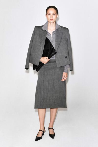 TAILORED WOOL MIDI SKIRT
