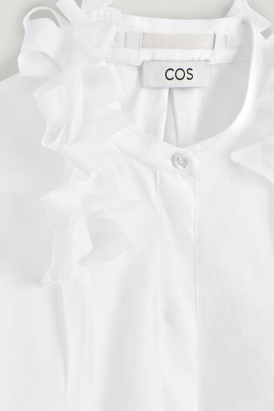 COS ラッフルカラー コットンシルクシャツ
