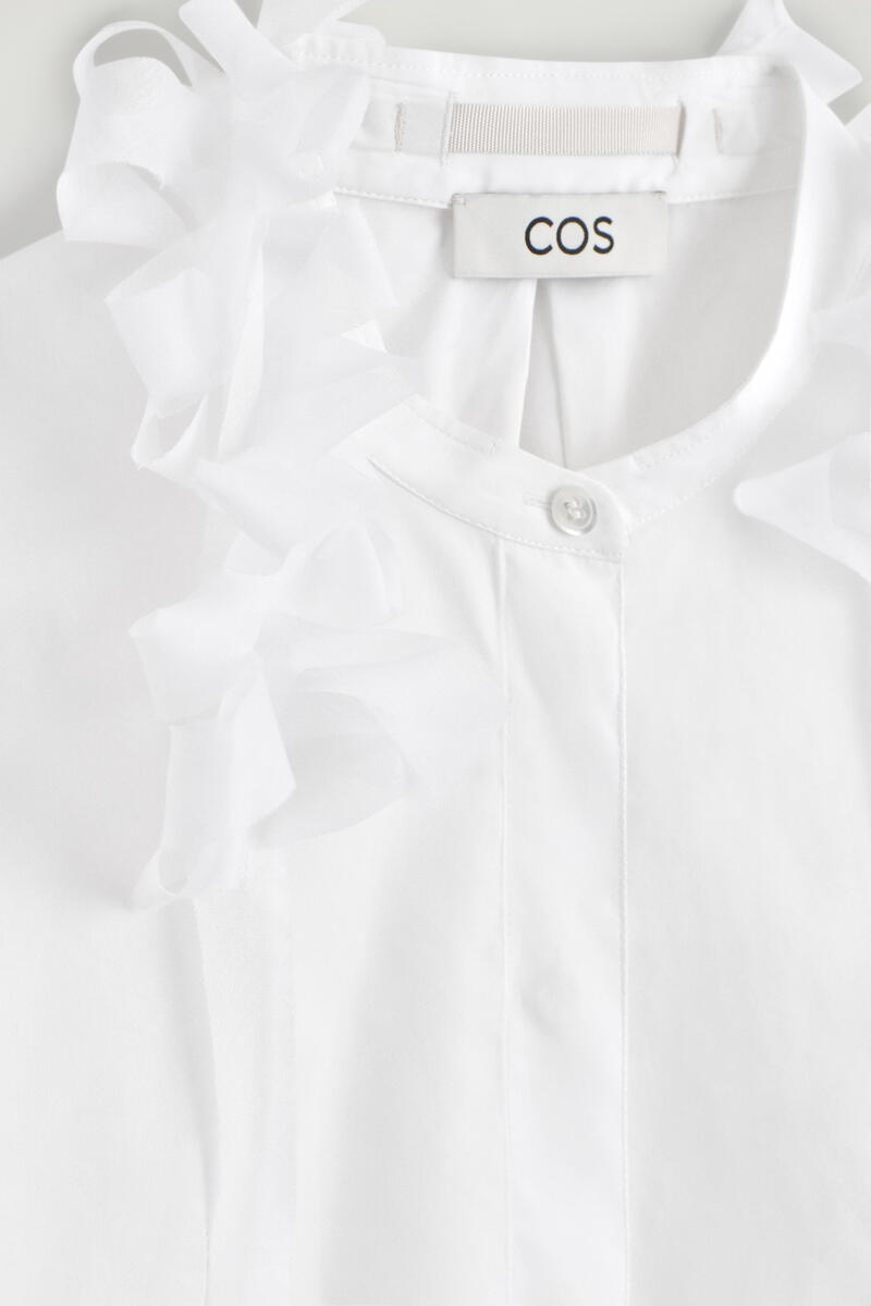 COS ラッフルカラー コットンシルクシャツ