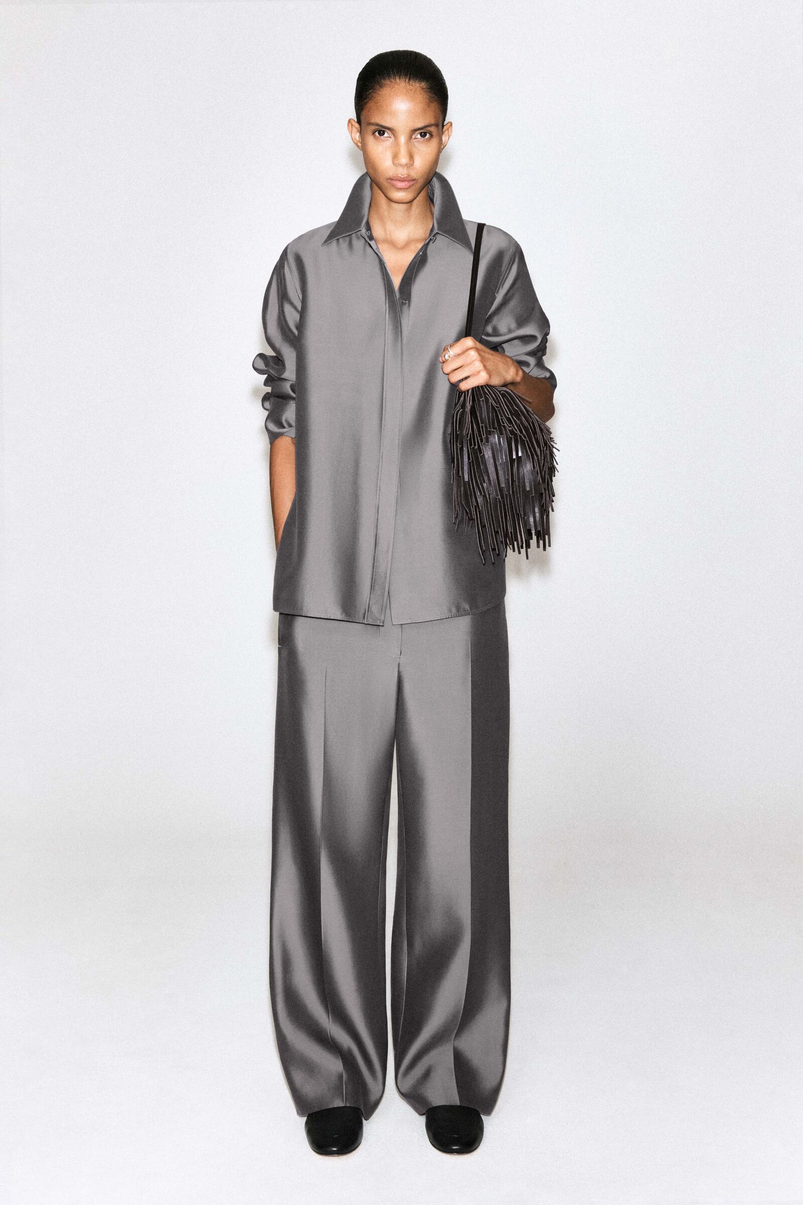 TAILORED SILK STRAIGHT-LEG TROUSERS テーラード シルク ストレート