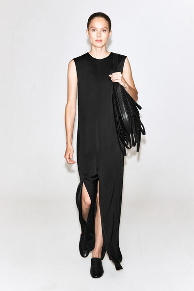 FLUID PANELLED COLUMN DRESS