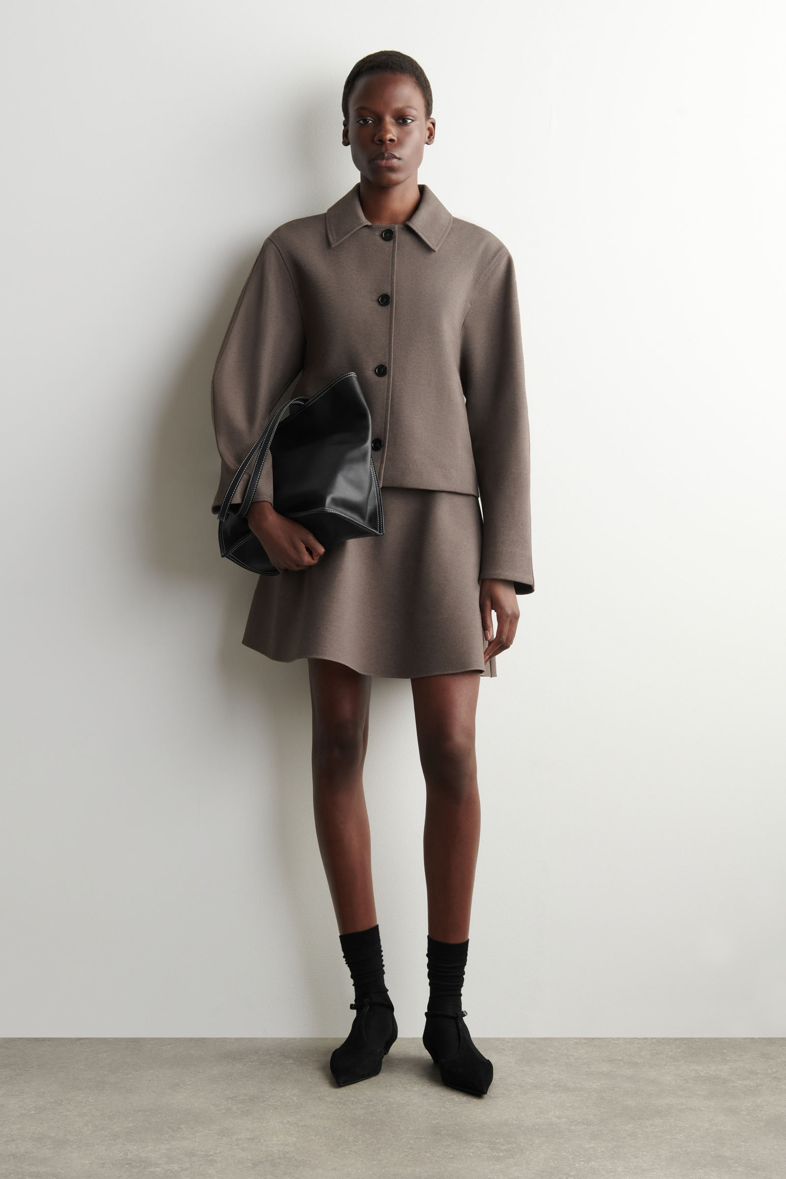 FLARED JERSEY MINI SKIRT フレアジャージーミニスカート ブラウン