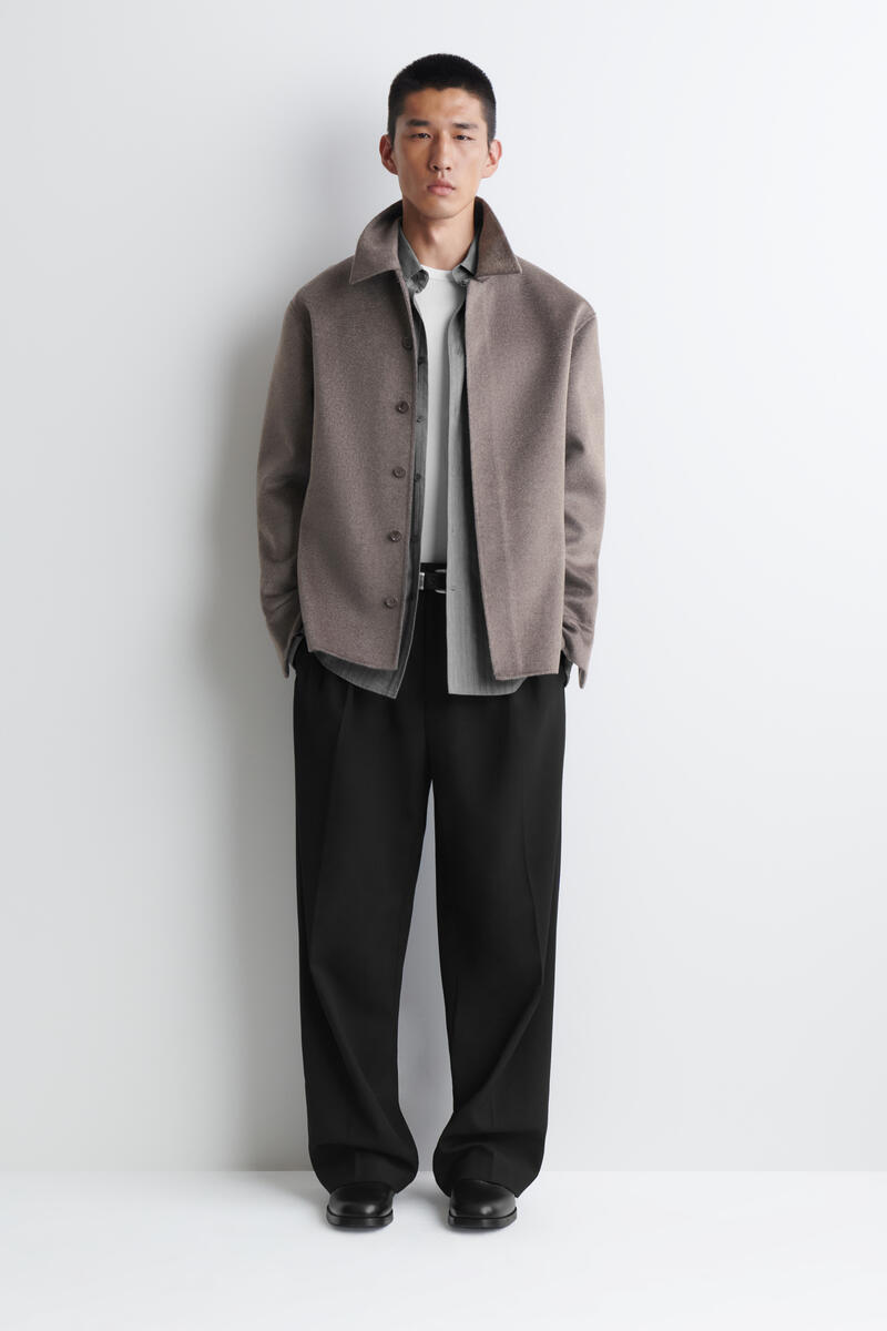 DOUBLE-FACED CASHMERE SHIRT ダブルフェイス・カシミヤシャツ STONE