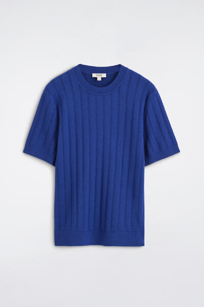 COS リブ編みメリノウール コットンTシャツ