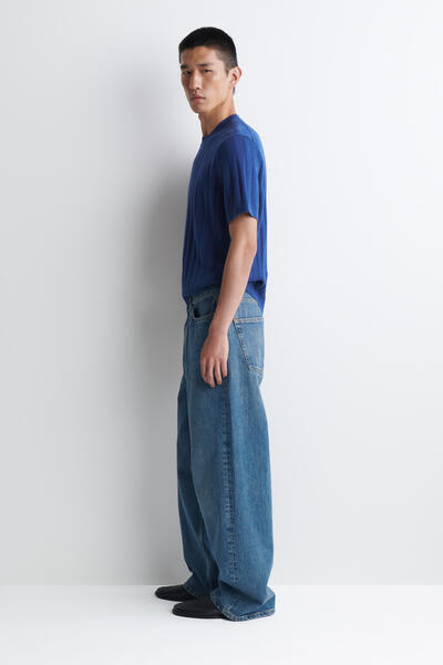 COS リブ編みメリノウール コットンTシャツ