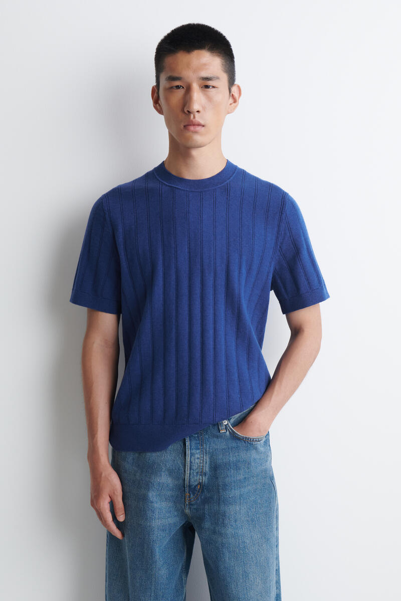 COS リブ編みメリノウール コットンTシャツ