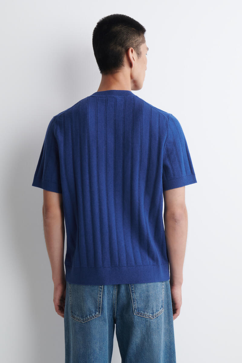COS リブ編みメリノウール コットンTシャツ