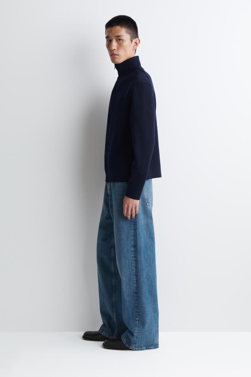 COS ミラノニット ファネルネック ジップアップジャケット
