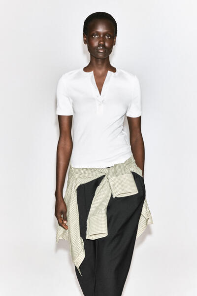 RIBBED HENLEY T-SHIRT