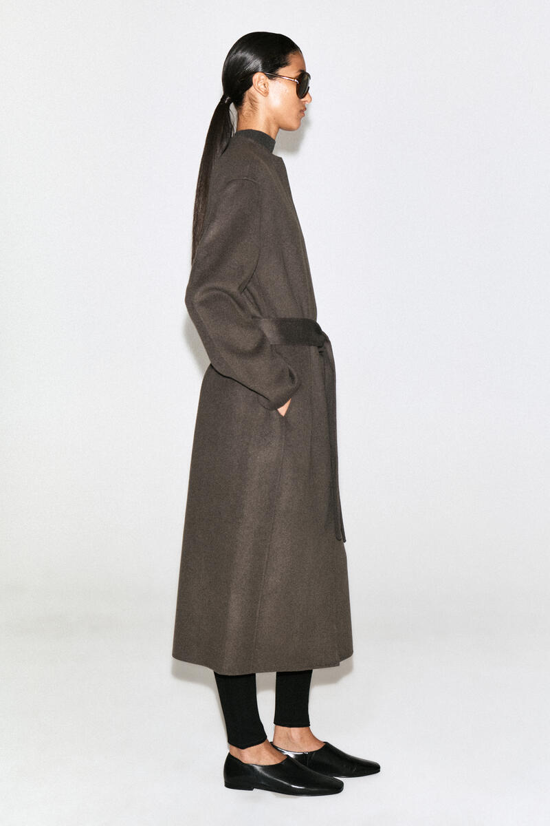 BELTED DOUBLE-FACED WOOL-BLEND LONG COAT ベルト付き ダブルフェイス