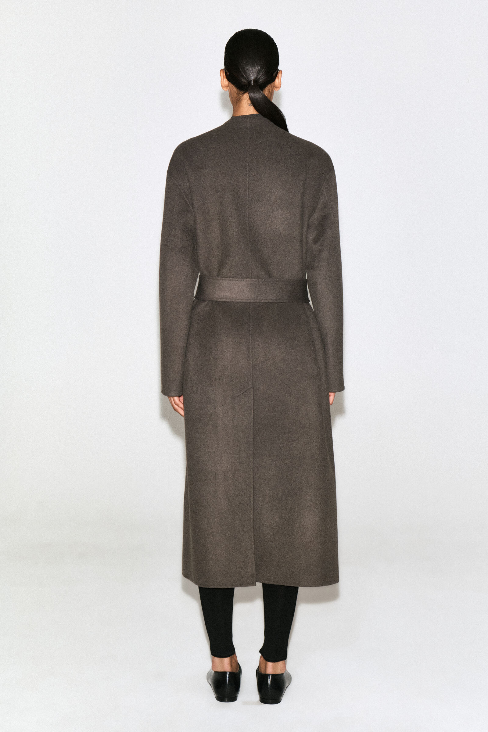 BELTED DOUBLE-FACED WOOL-BLEND LONG COAT ベルト付き ダブルフェイス