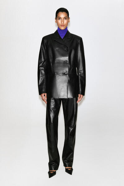 LEATHER DOUBLE-BREASTED BLAZER