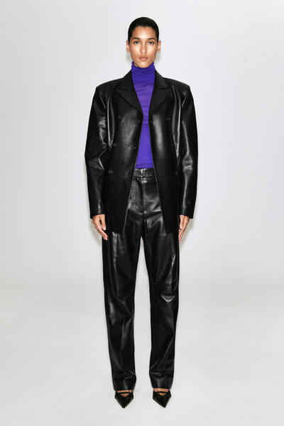 LEATHER STRAIGHT-LEG TROUSERS