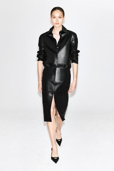 LEATHER MIDI SKIRT