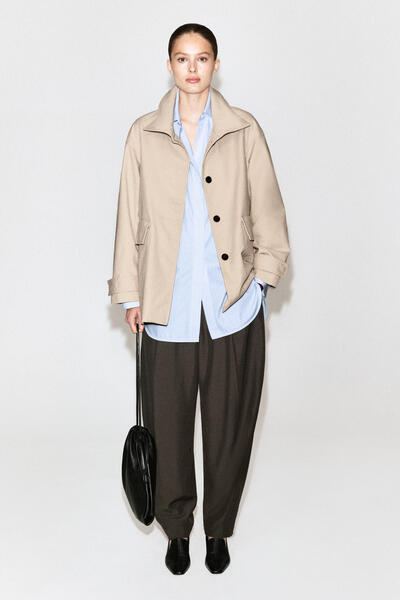 COTTON-TWILL FUNNEL-NECK JACKET