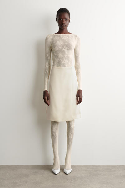 COS フローラル ジャカードレース タイツ