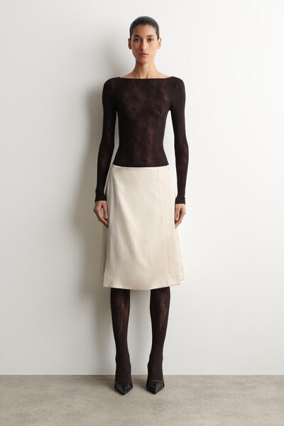 COS フローラル ジャカードレース タイツ