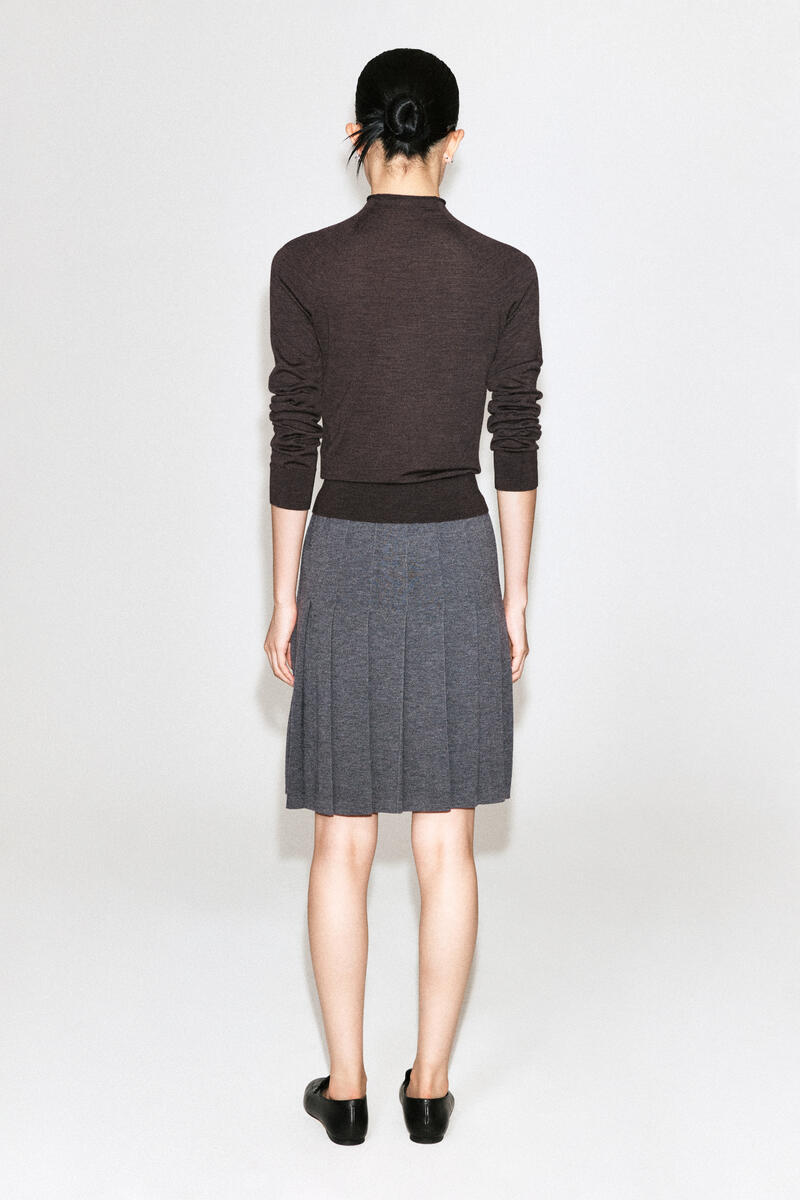 MERINO WOOL PLEATED MIDI SKIRT メリノウール プリーツ ミディ