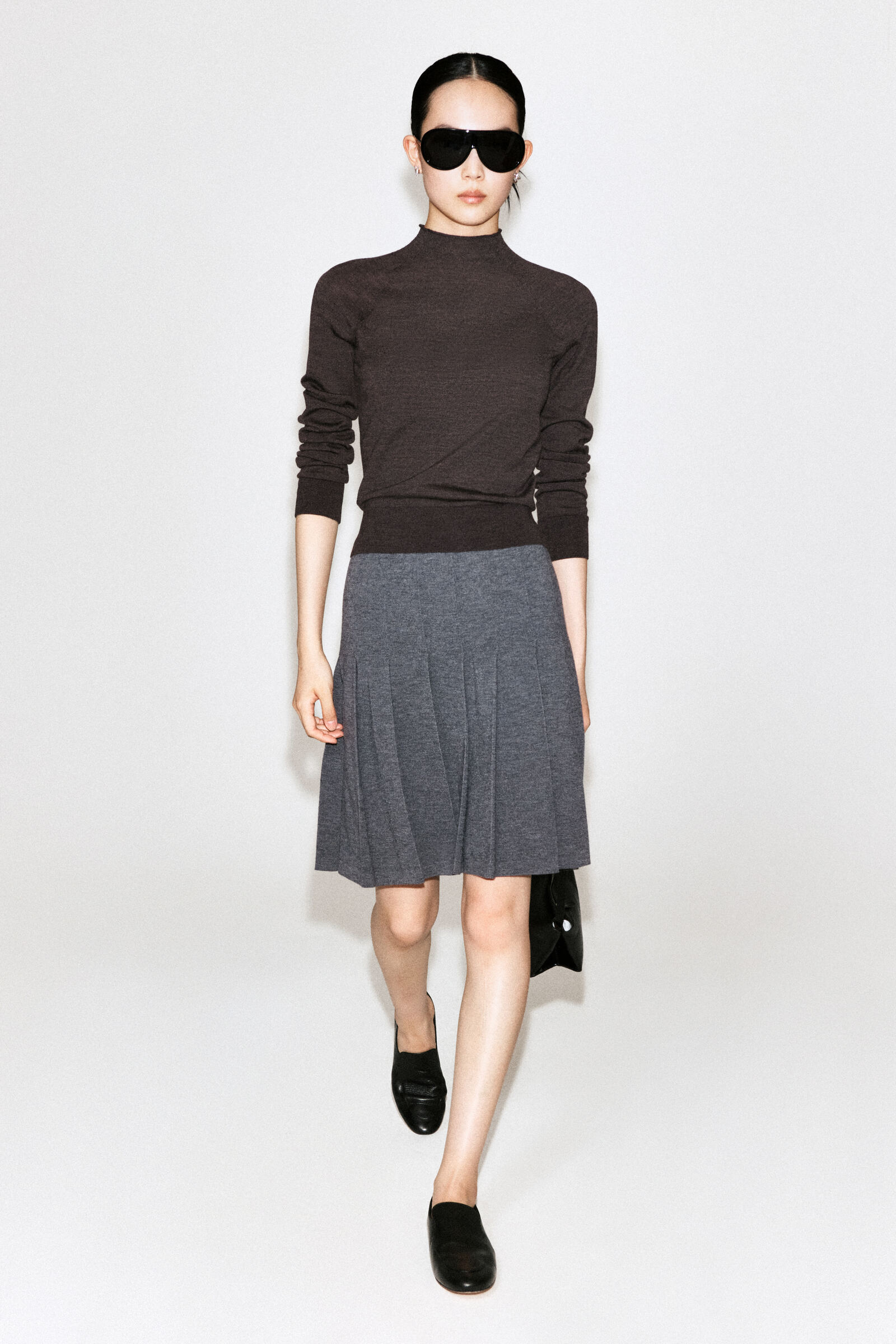 MERINO WOOL PLEATED MIDI SKIRT メリノウール プリーツ ミディ
