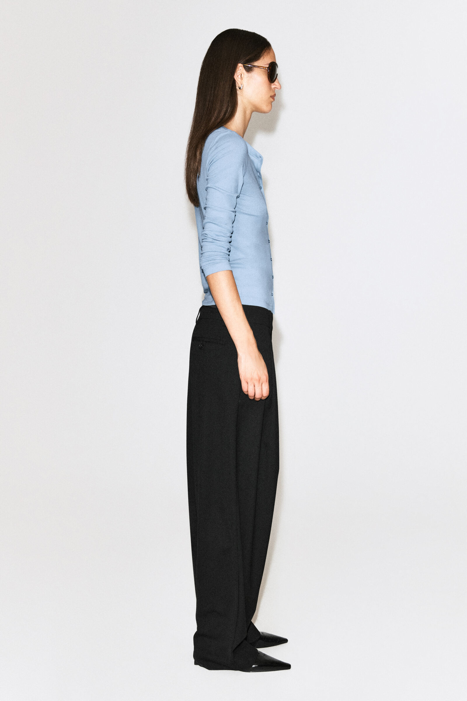 JERSEY CARDIGAN TOP ジャージー カーディガントップ ライトブルー