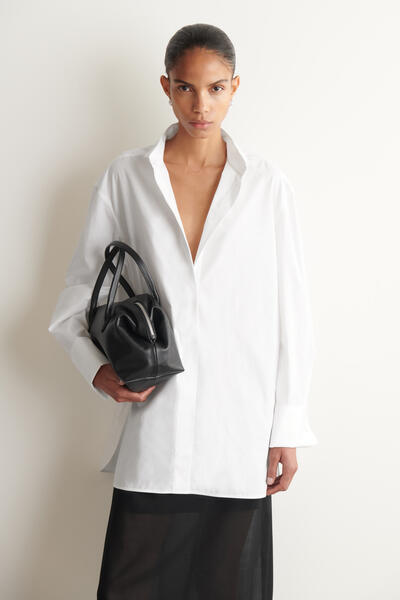 WING-COLLAR COTTON TUXEDO SHIRT