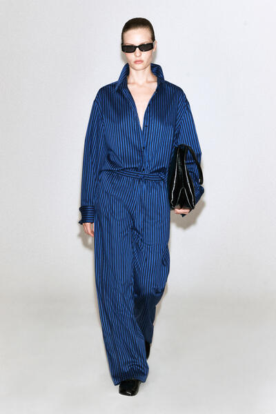 PIPED STRIPED DRAWSTRING TROUSERS