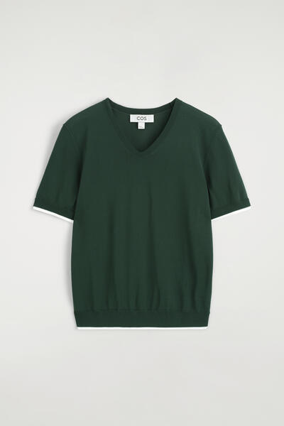 COS レイヤードディテール ニットVネックTシャツ